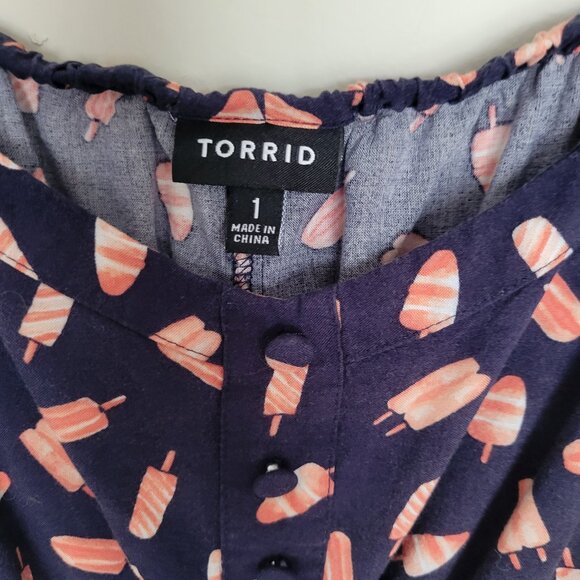 Torrid Popsicle Flowy Midi Dress Elastic Tie Waist Pockets Women's Size 1 - Picture 6 of 9